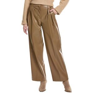 Kenneth Cole Womens Pleated Wide Leg Pant, Brown